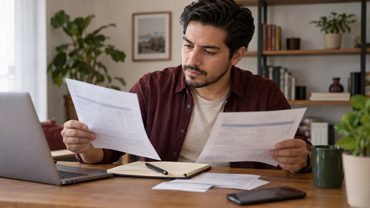 Persona compara comprobantes para consultar un pago Fonacot que no identifica en sus movimientos.