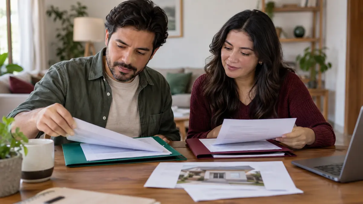 Pareja organiza expedientes separados para consultar un crédito conyugal de dos institutos.