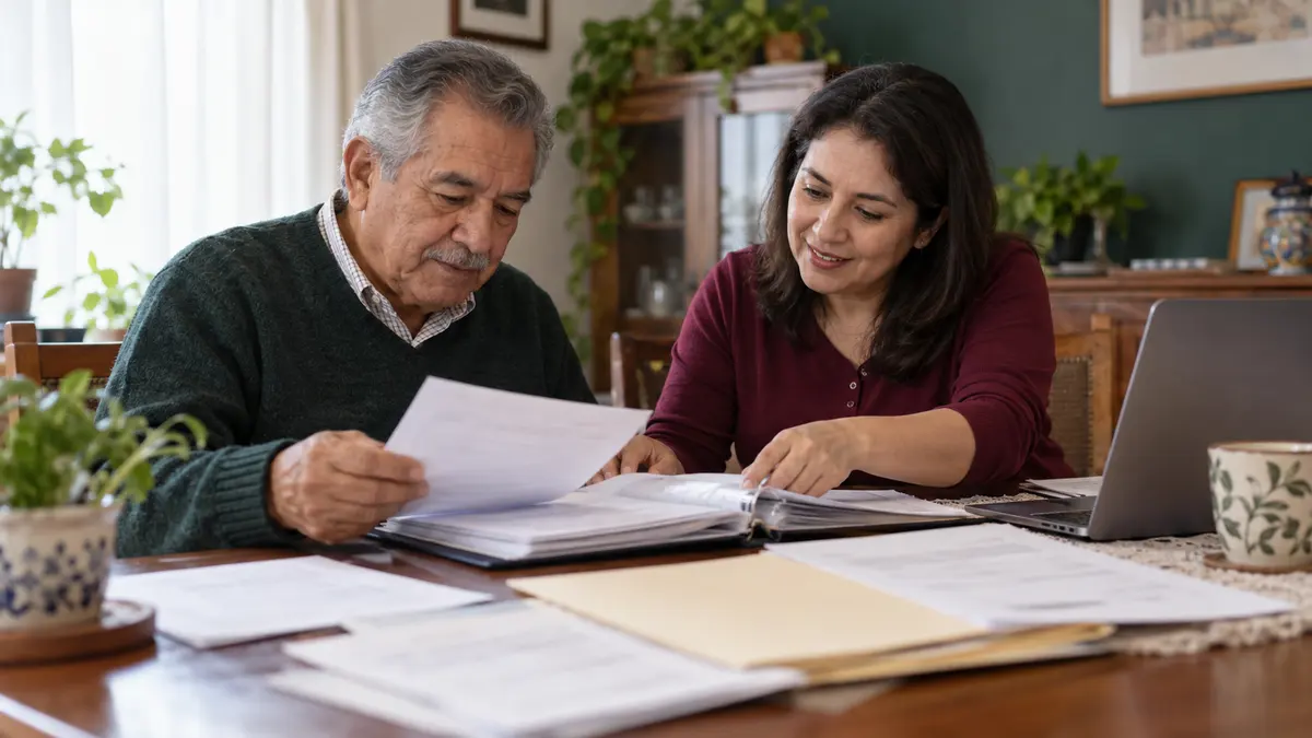 Familia prepara documentos para consultar una pensión de viudez ante el IMSS.