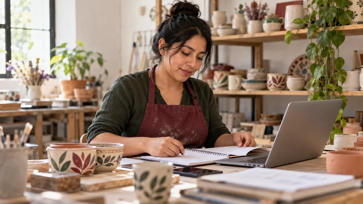 Emprendedora organiza sus actividades antes de consultar el aviso del SAT