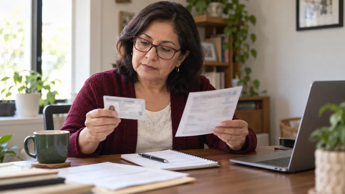 Persona que compara documentos de identidad para localizar un dato diferente.